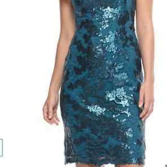 NWT WOMEN Adrianna Papell Deep Blue Sequin Dress - Picture 2 of 8